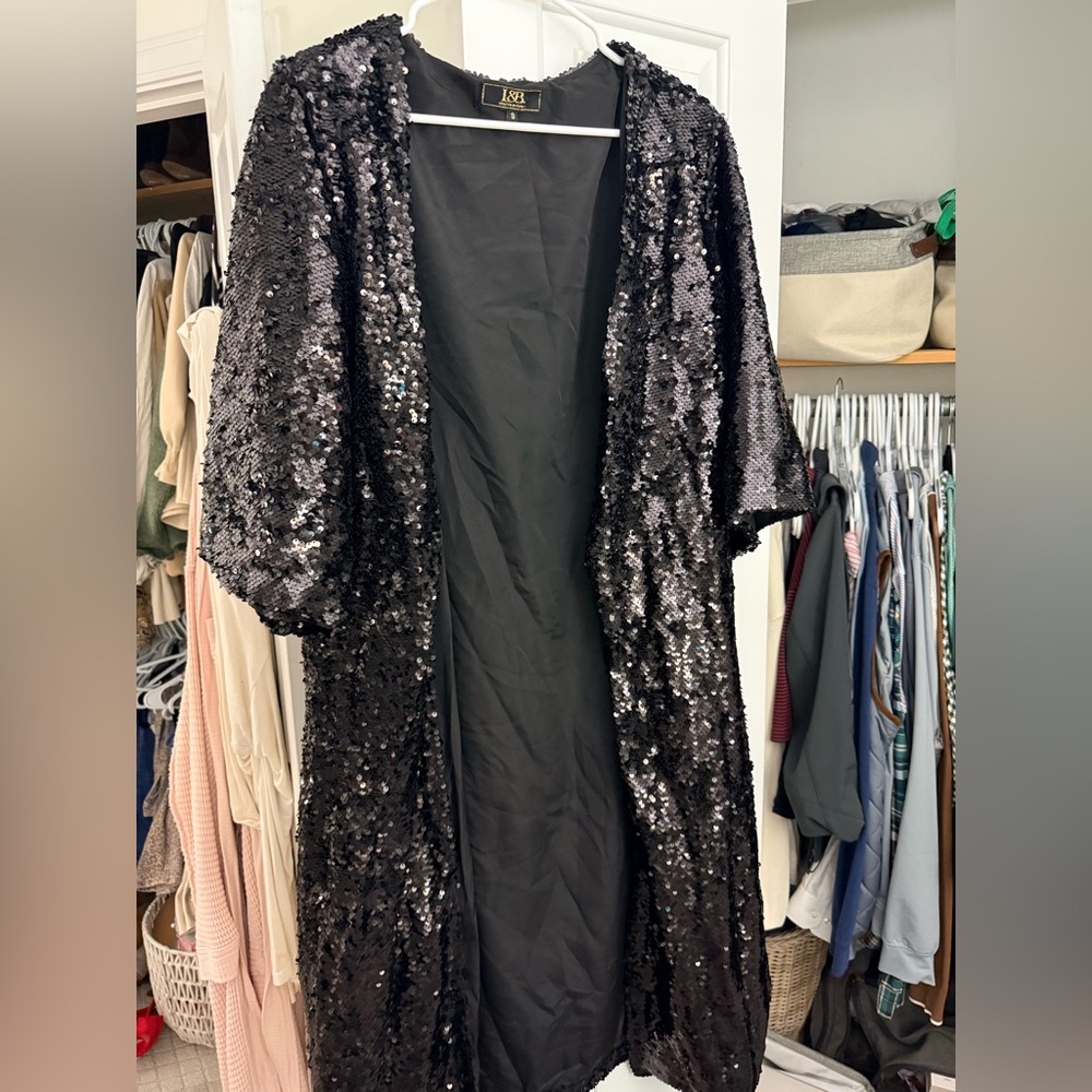 L&B Black Sequin Kimono